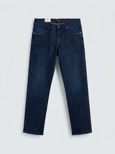 INDIGO WHISKER WASH — Premium Straight Fit Jeans D-1