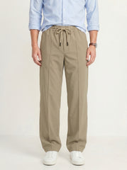 Desert Tapered Pleat Trouser — Warm Beige
