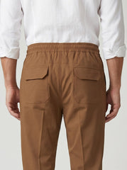 Spiced Tapered Pleat Trouser— Mustard Brown