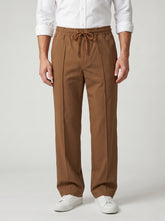 Spiced Tapered Pleat Trouser— Mustard Brown