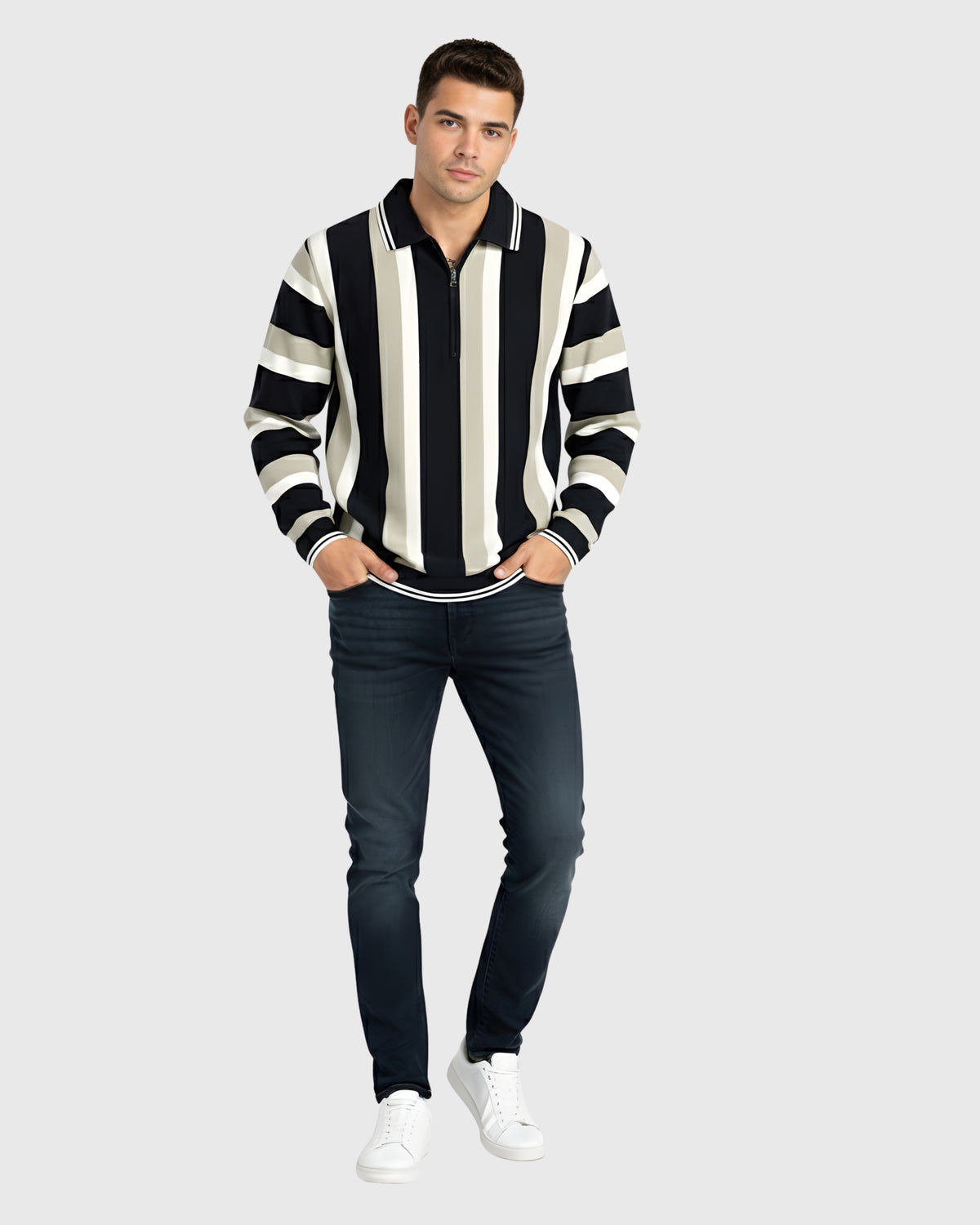 Premium Old Money Half Zipper - 001 - Black