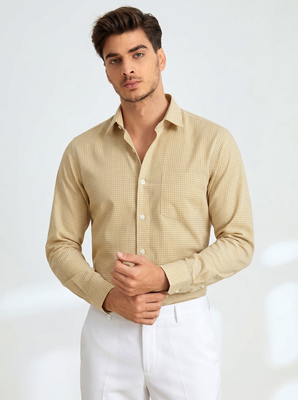 Golden Gingham Formal Shirt
