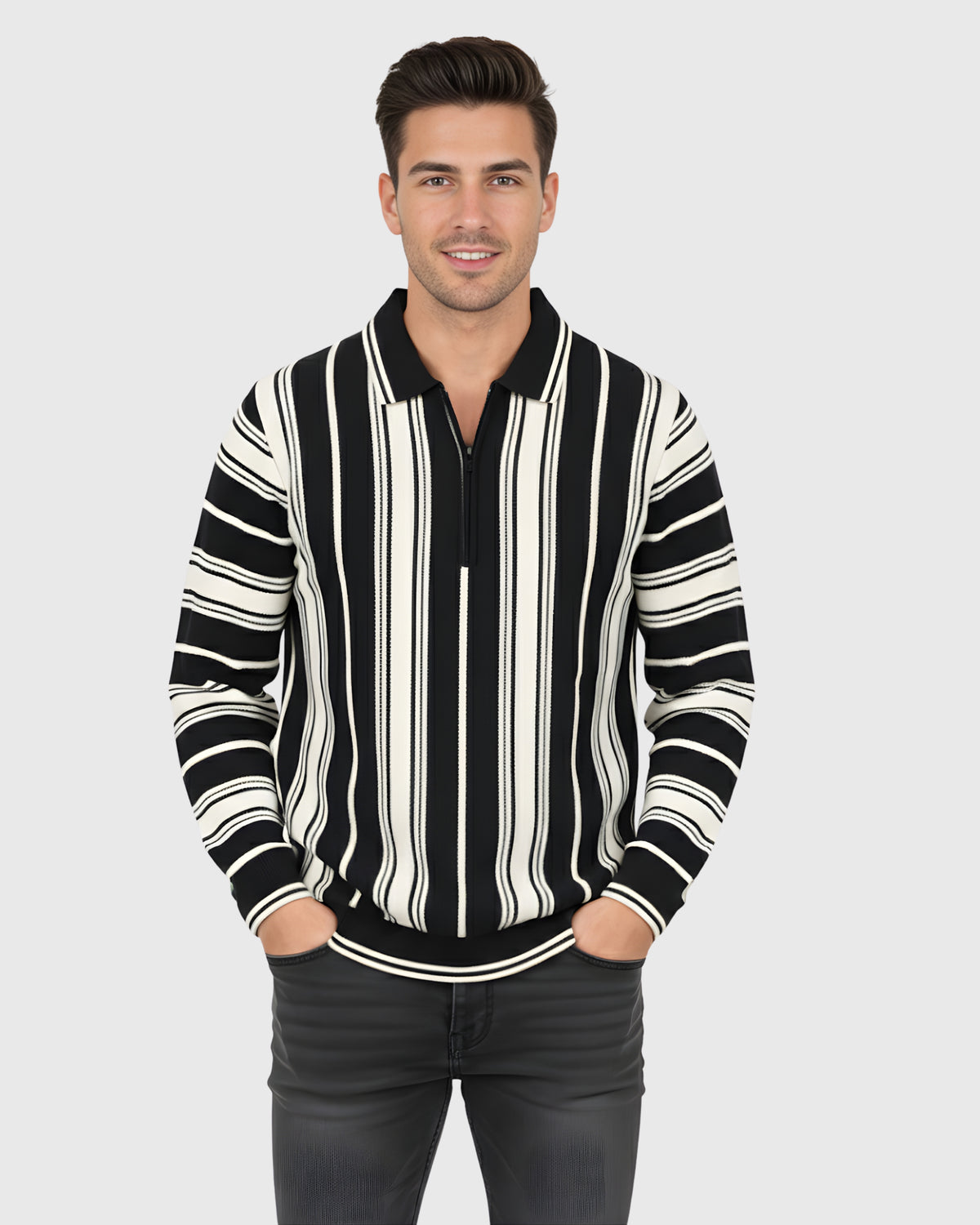 Premium Old Money Half Zipper - 003 Black