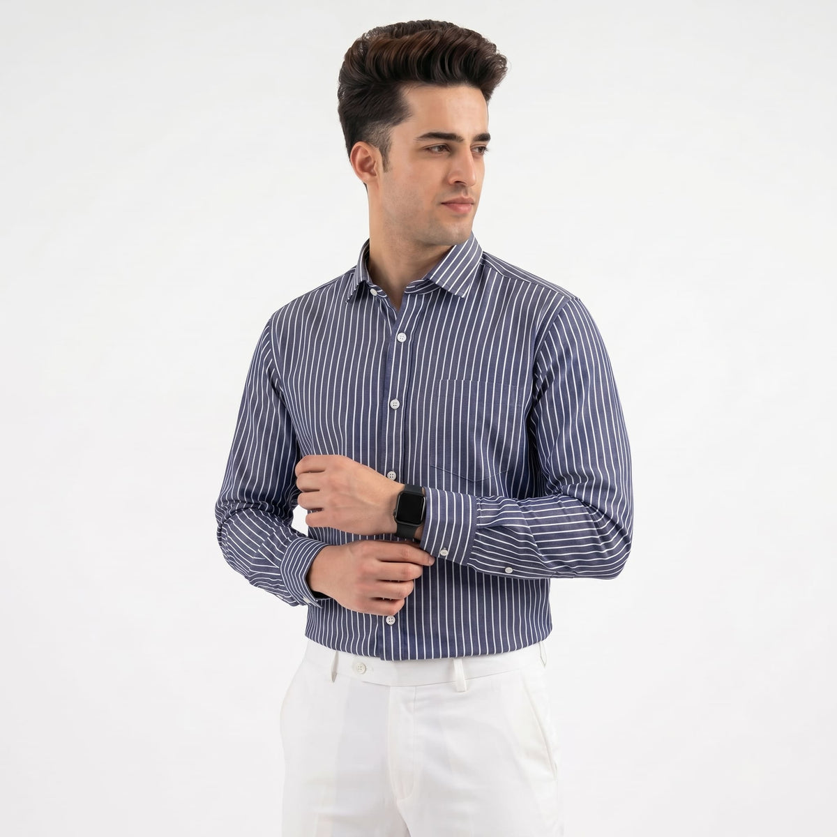 Steel Chalk Stripe Formal Shirt