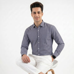 Steel Chalk Stripe Formal Shirt