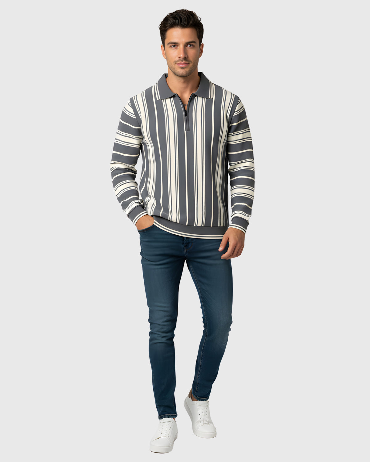 Premium Old Money Half Zipper - 003 Grey