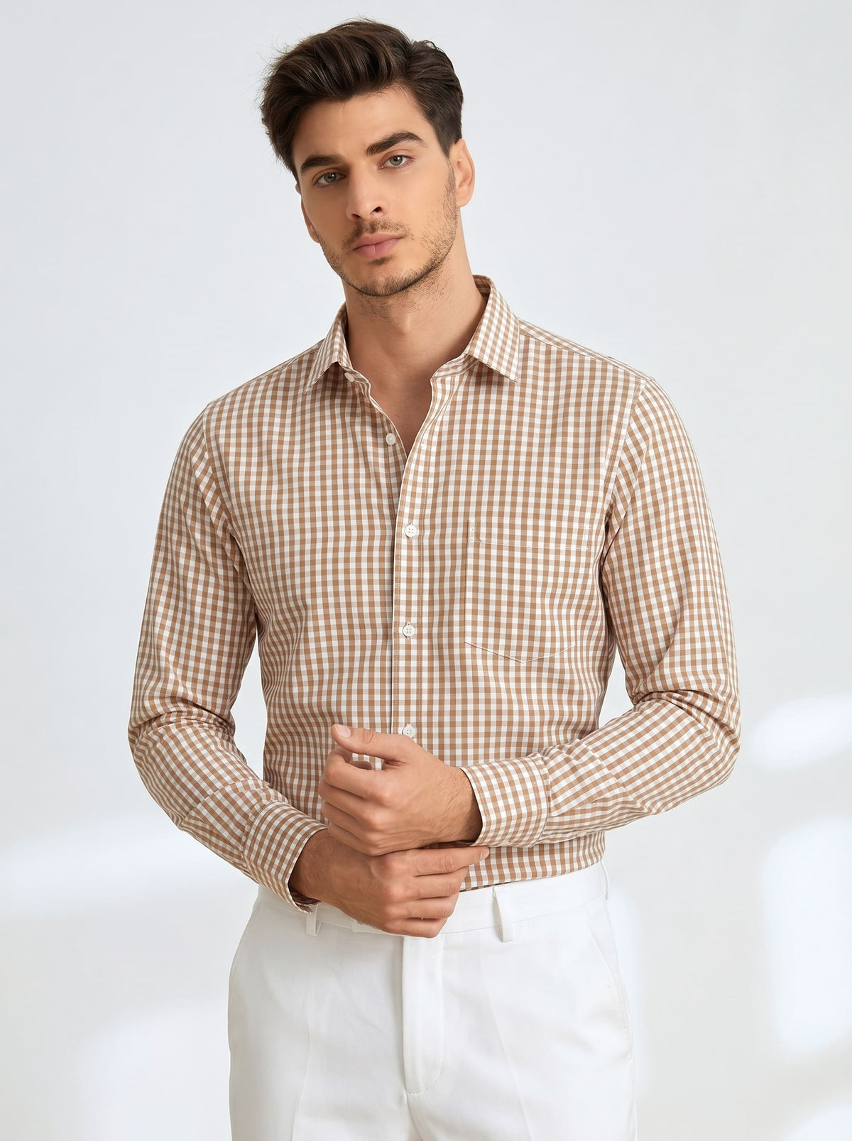 Caramel Gingham Formal Shirt