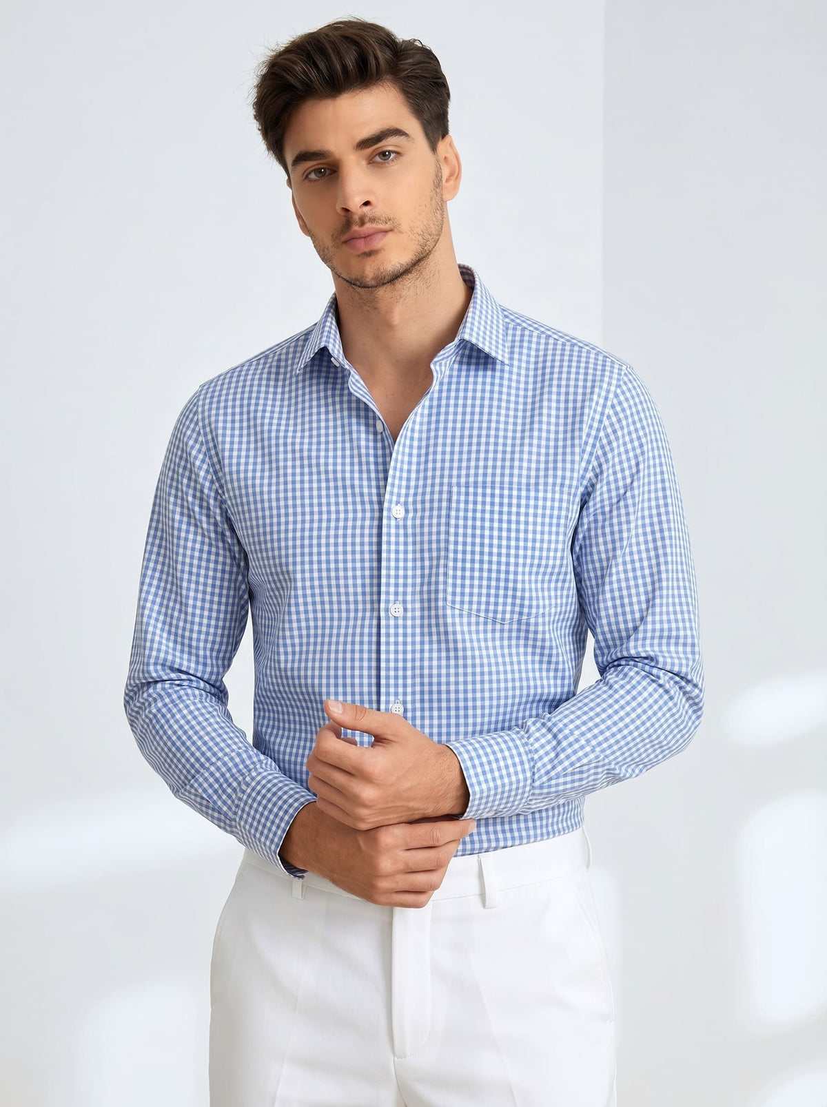 Sky Gingham Formal Shirt