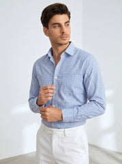 Sky Gingham Formal Shirt