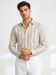 Ivory & Khaki Stripe Formal Shirt
